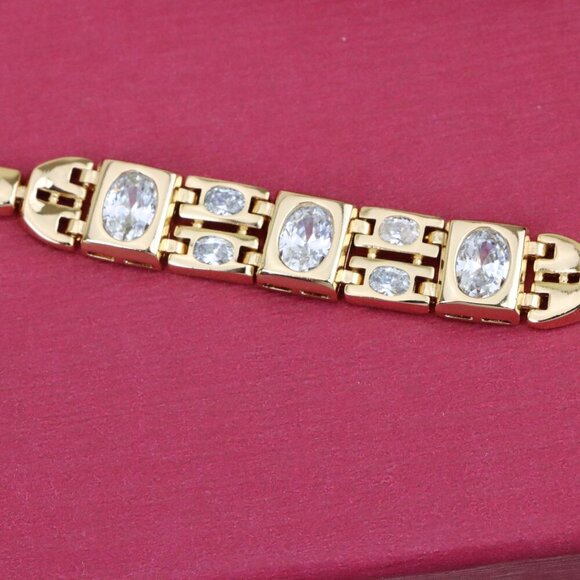"Elegant Rose Gold Bracelet with Oval Crystal Accents, XPBL0937 - Picture 10 of 12